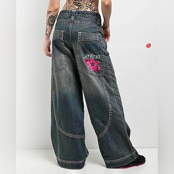 A.LAB 'ANALOG CURVED BLUE WASH RAVE JEANS' IN DARK BLUE - Picture 1 of 6